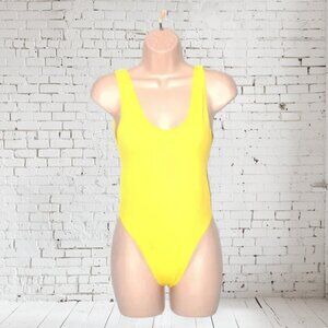 NWT ANWND Bodysuit Yellow Scoop Neck